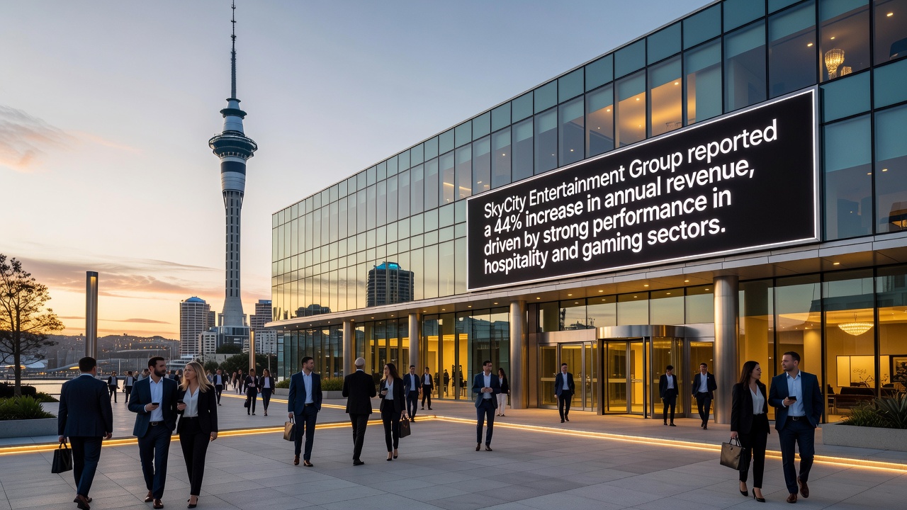 Financial charts and data visualizations related to SkyCity Entertainment Group earnings report